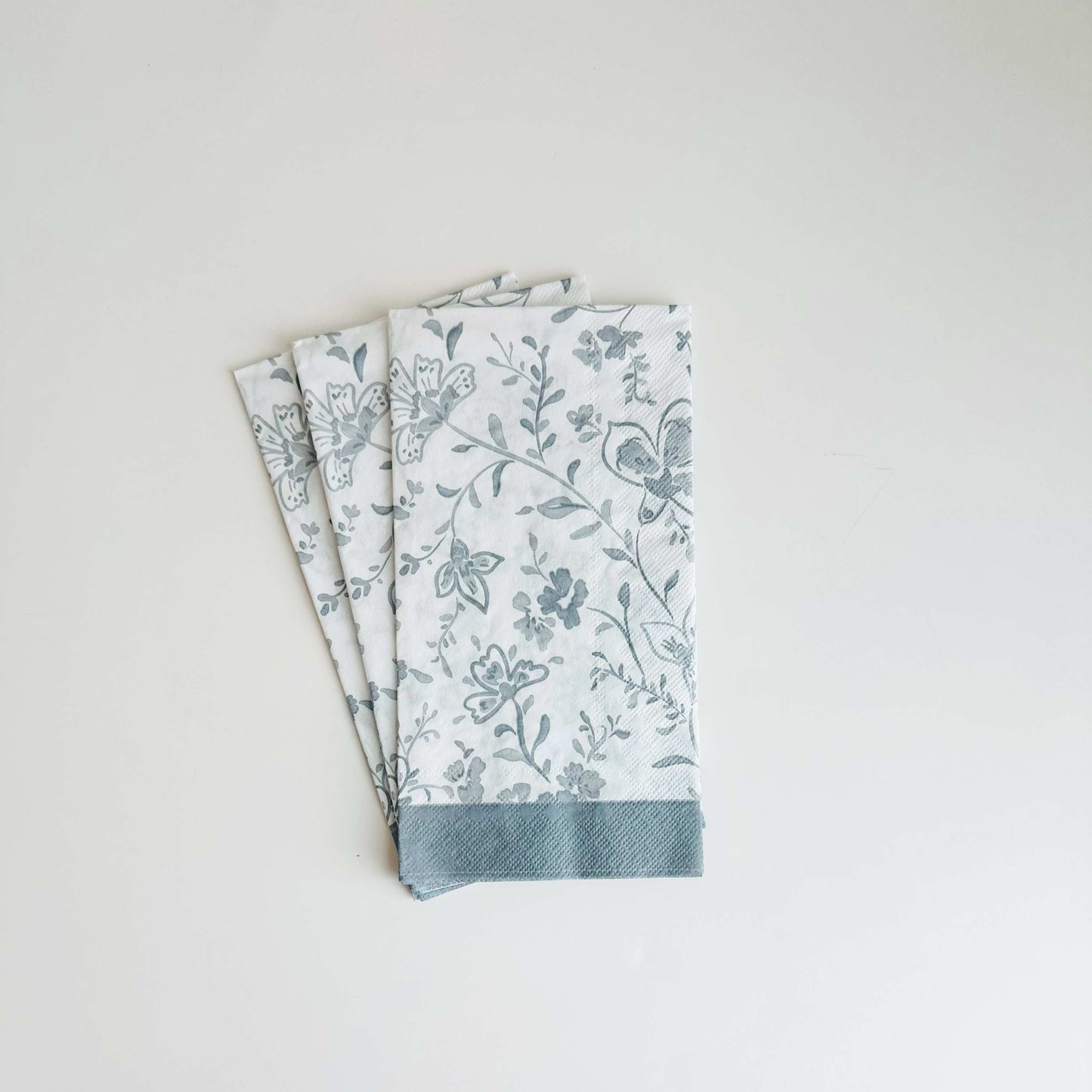 Elegant Blue Floral Guest Towel Napkins – 16ct
