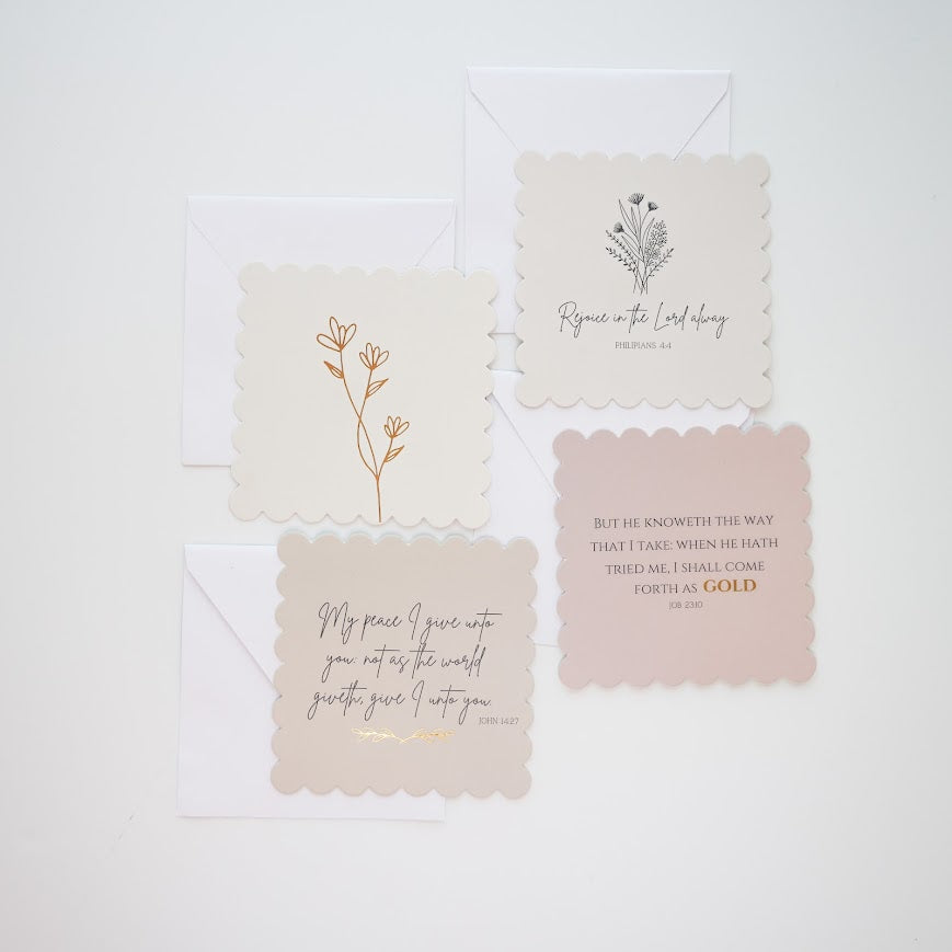 Lavender Bible Verse Scalloped Edge Notecard Set | 4 ct