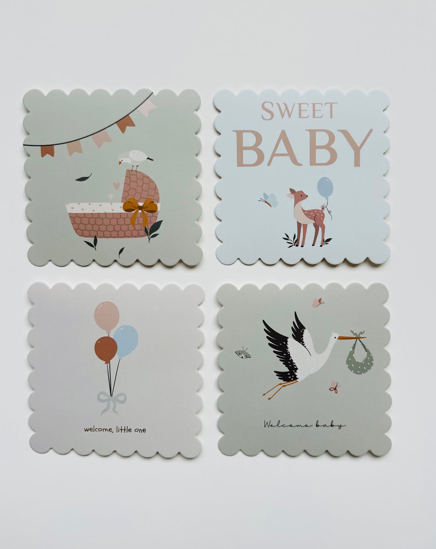 Welcome Little One Scalloped Edge Notecard Set | 4 ct
