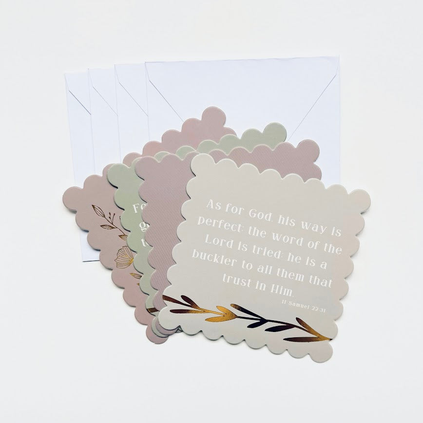 Mauve Bible Verse Scalloped Edge Notecard Set | 4 ct