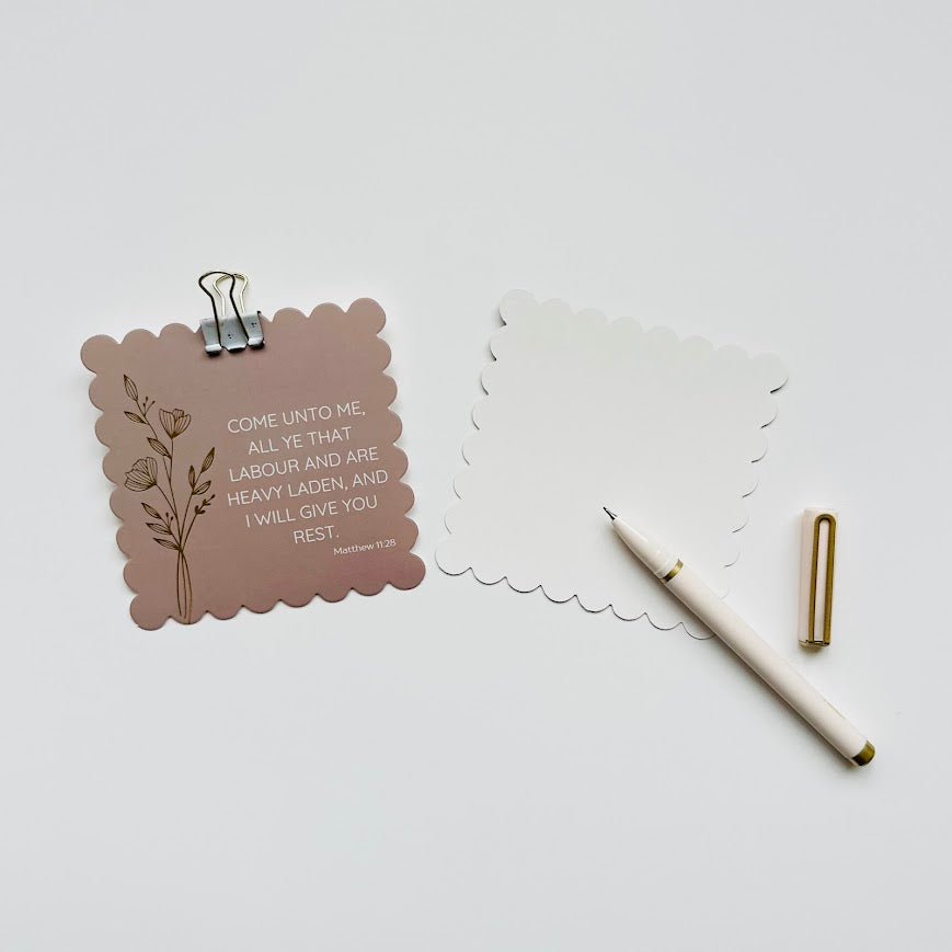 Mauve Bible Verse Scalloped Edge Notecard Set | 4 ct