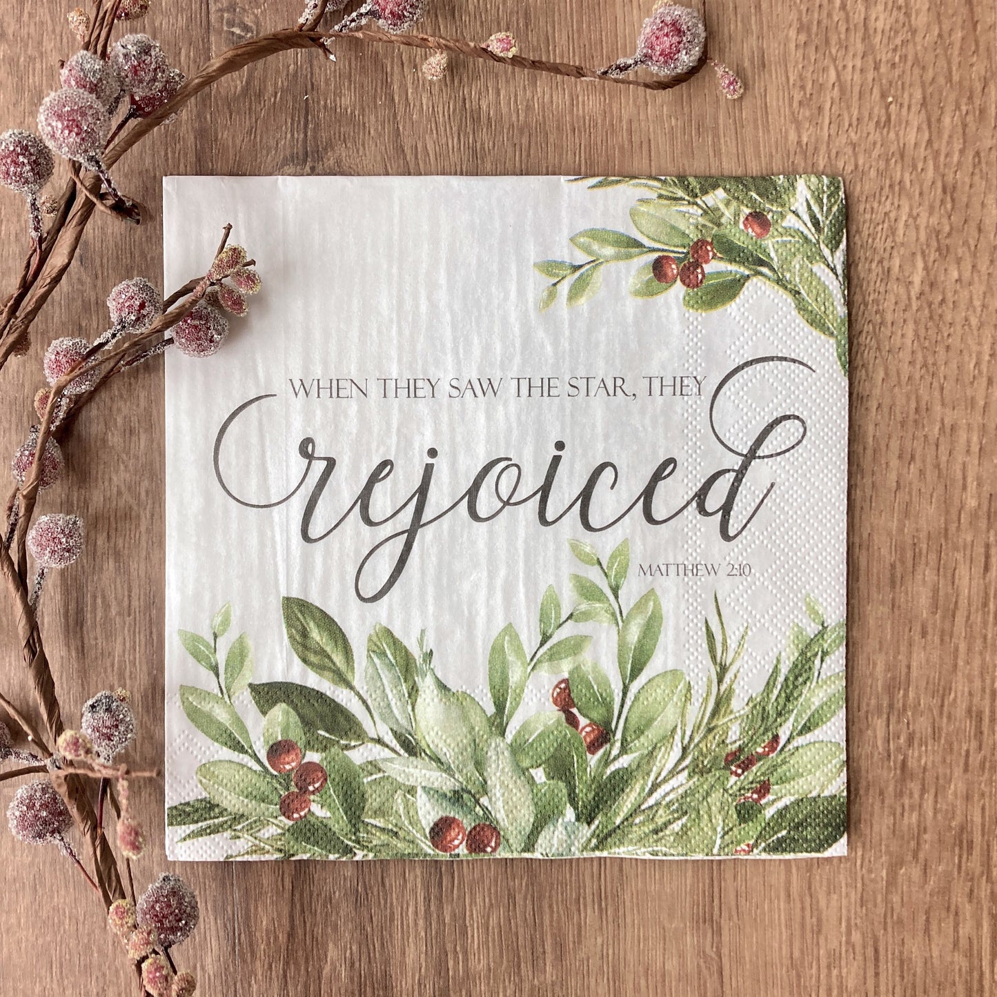 Winter Greens Paper Scripture Napkins | 20 ct Luncheon Napkins