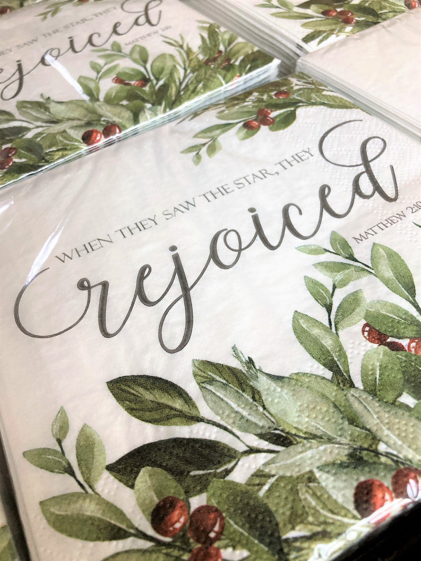 Winter Greens Paper Scripture Napkins | 20 ct Luncheon Napkins