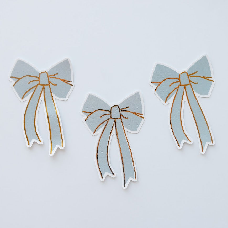 Blue Bow Gold Foil Sticker |Vinyl Sticker