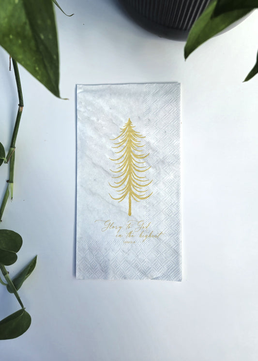 Glory to God Winter Christmas Paper Scripture Napkins | 16 ct Guest Towel Napkins