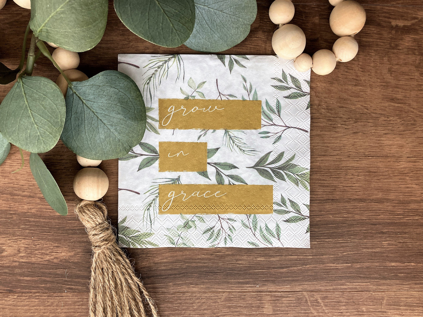Growing Grace Green Cocktail Paper Scripture Napkins | 20 ct Cocktail Napkins