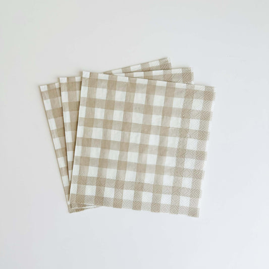 Beige Buffalo Check Luncheon Napkins – 20 ct