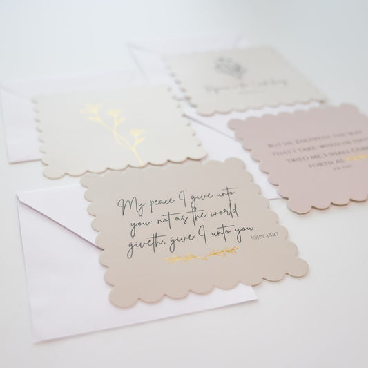Lavender Bible Verse Scalloped Edge Notecard Set | 4 ct