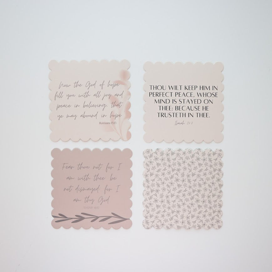 Dusty Rose Bible Verse Scalloped Edge Notecard Set | 4 ct