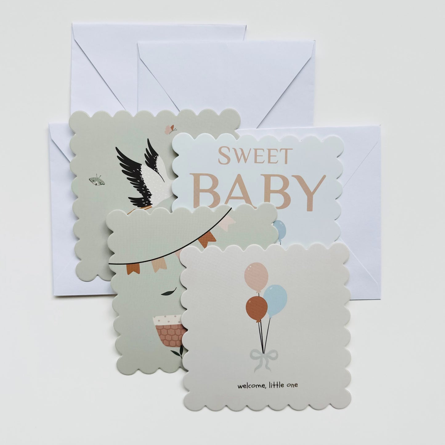 Welcome Little One Scalloped Edge Notecard Set | 4 ct