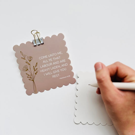 Mauve Bible Verse Scalloped Edge Notecard Set | 4 ct