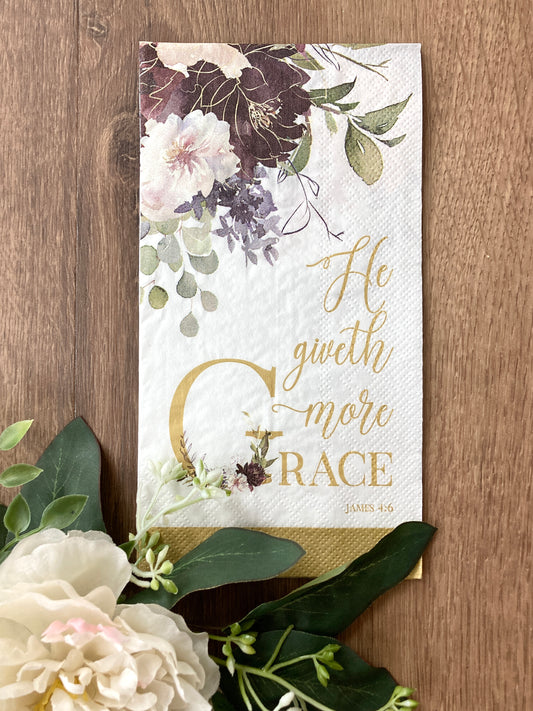 Golden Grace Paper Scripture Napkins | 16 ct Guest Towel Napkins