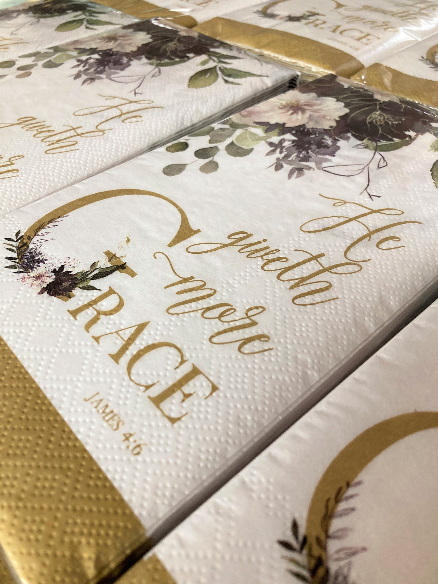Golden Grace Paper Scripture Napkins | 16 ct Guest Towel Napkins