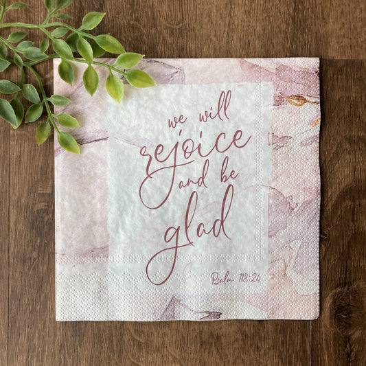 Be Glad Watercolor Paper Scripture Napkins | 20 ct Luncheon Napkins