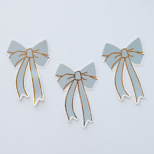 Blue Bow Gold Foil Sticker |Vinyl Sticker