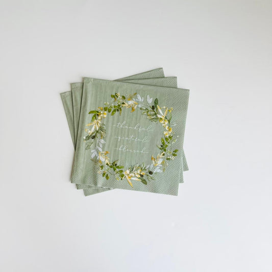 Thankful Grateful Blessed Paper Scripture Napkins | 20 ct